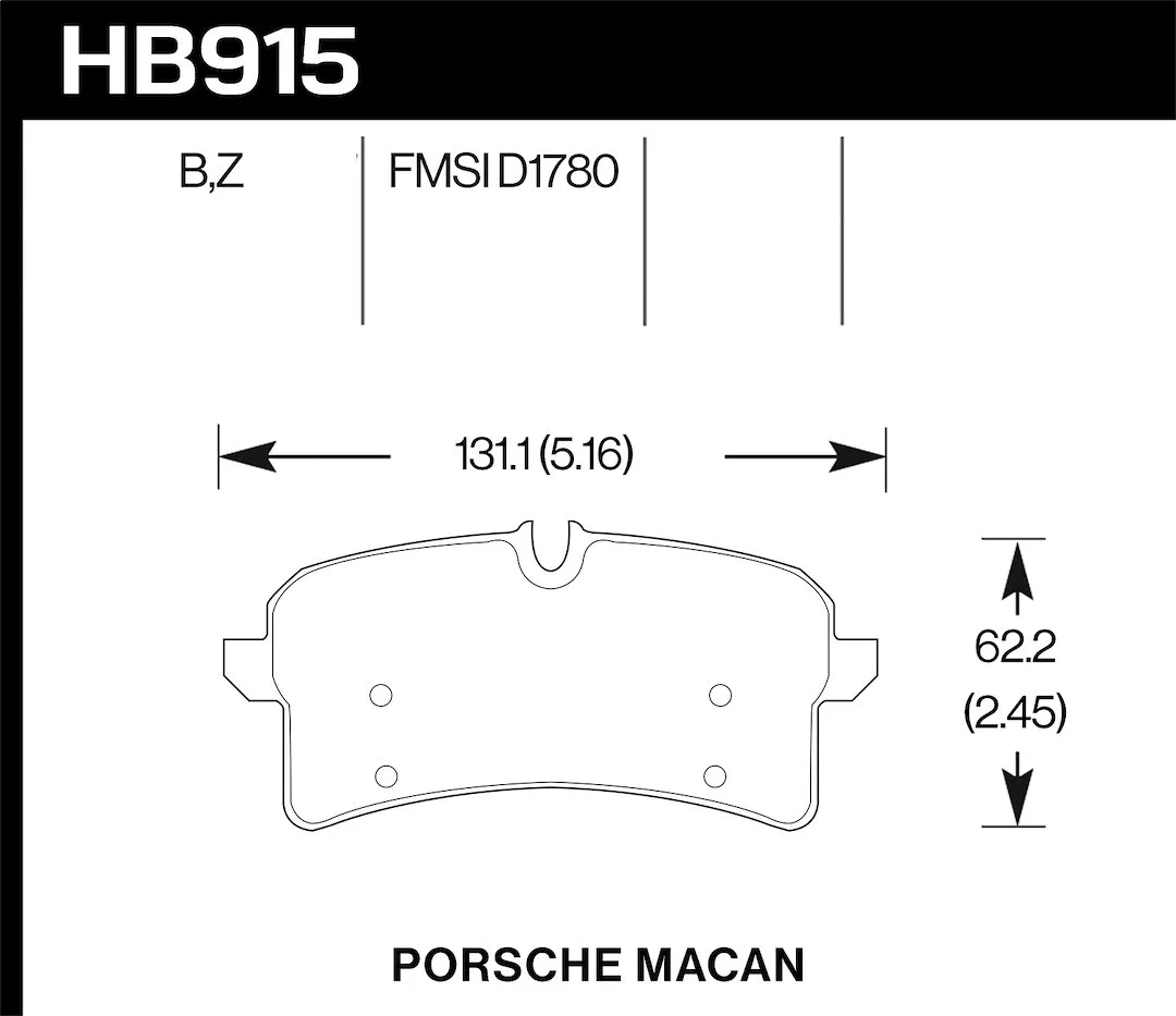 HB915B.664A – HAWK Brake Pad, FMSI Number D1780 Single